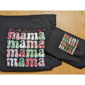 Custom "Merry Mama & Merry Mini" Christmas Holiday Long Sleeve T-shirts